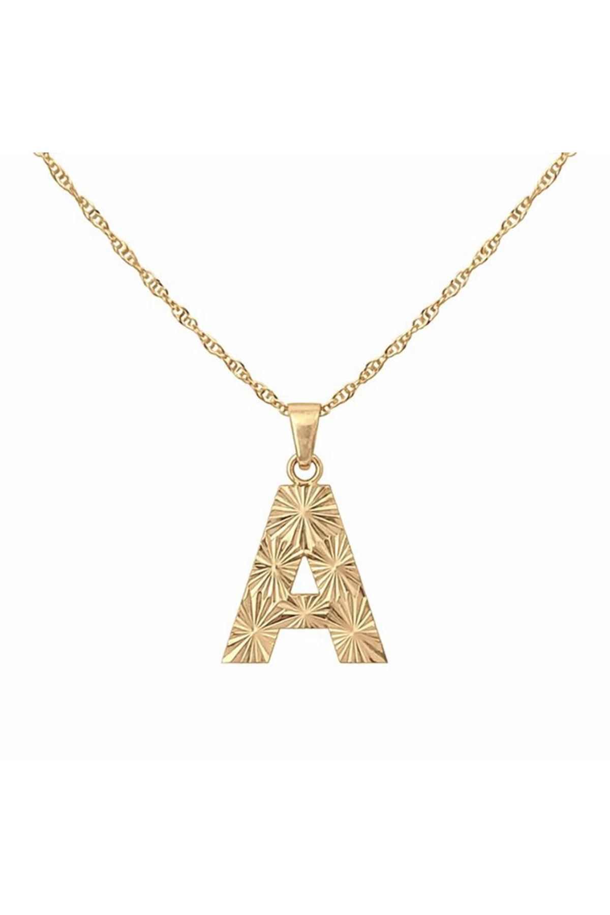 Kalemli Model Altın Harf Kolye Ucu – Modern ve Zarif Tasarım (1,5 × 1,2 cm – 0,2 mm)