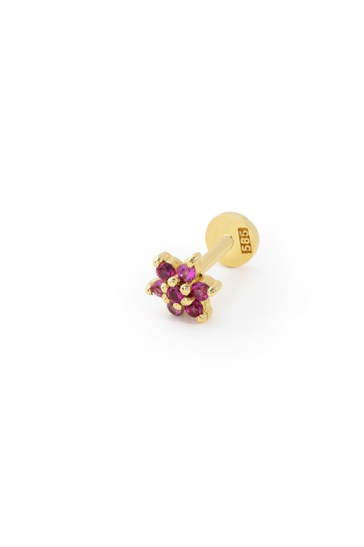 Mor Taşlı Papatya Piercing