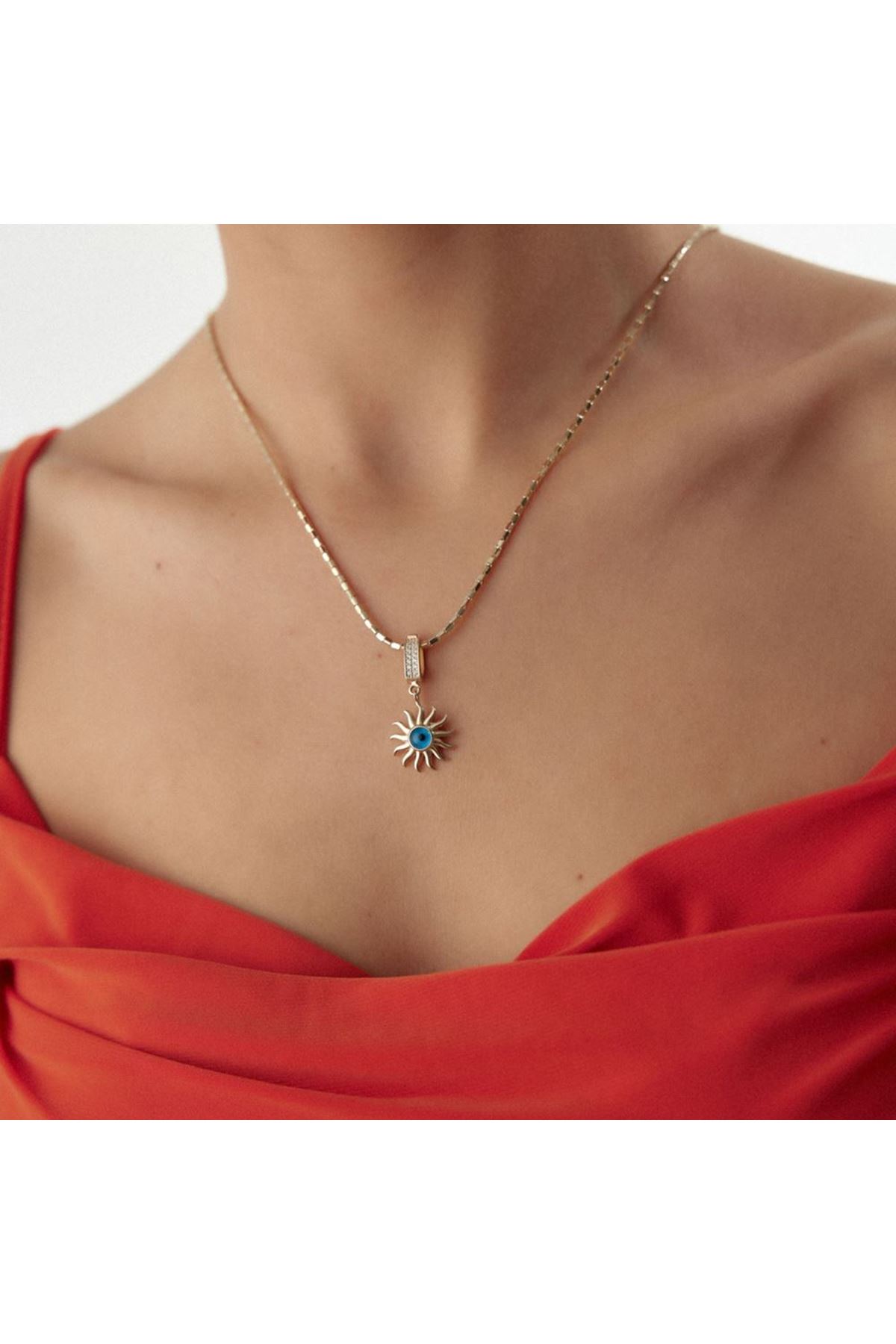 Güneş Göz Boncuklu Charm Kolye