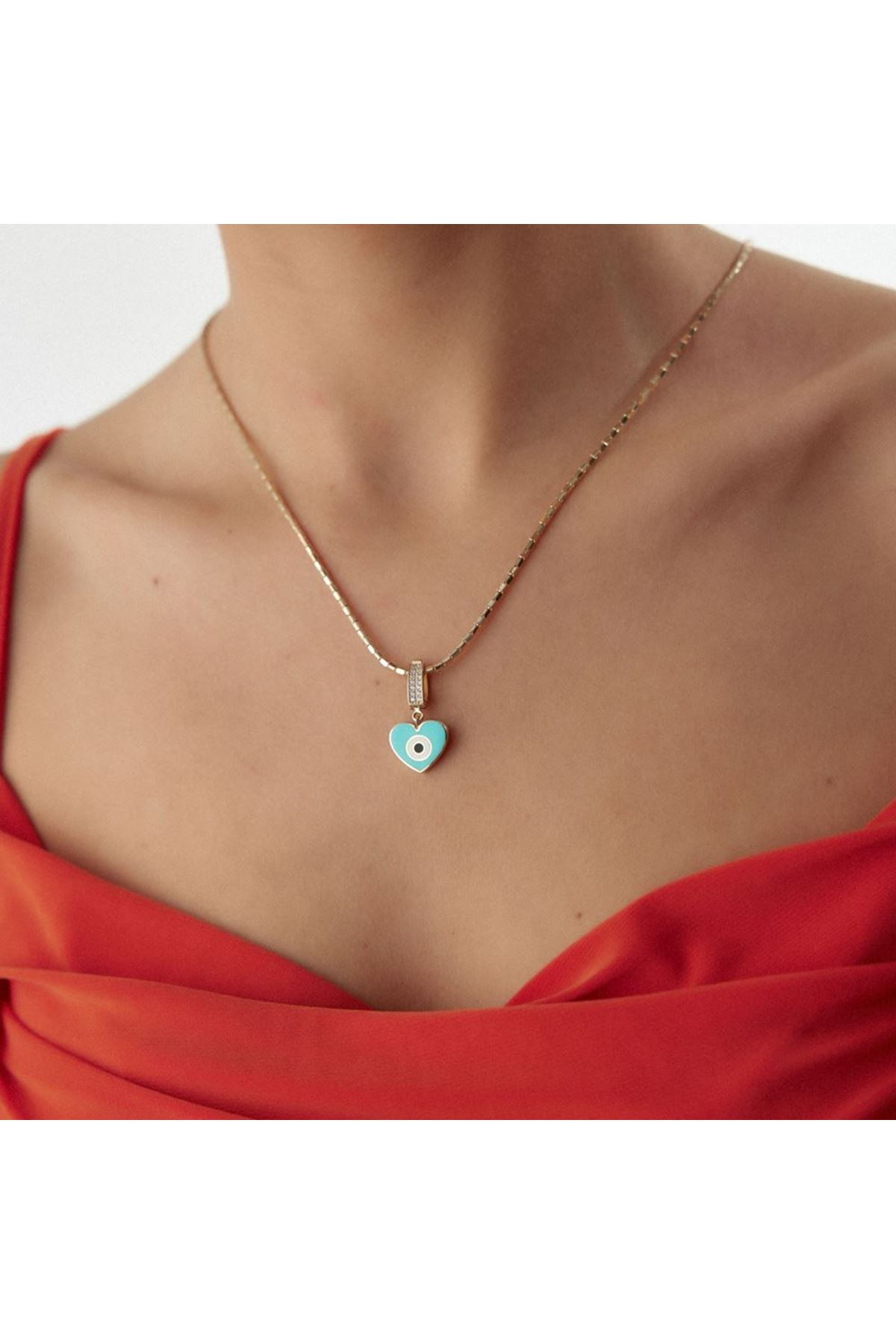 Kalp Göz Turkuaz Mineli Charm
