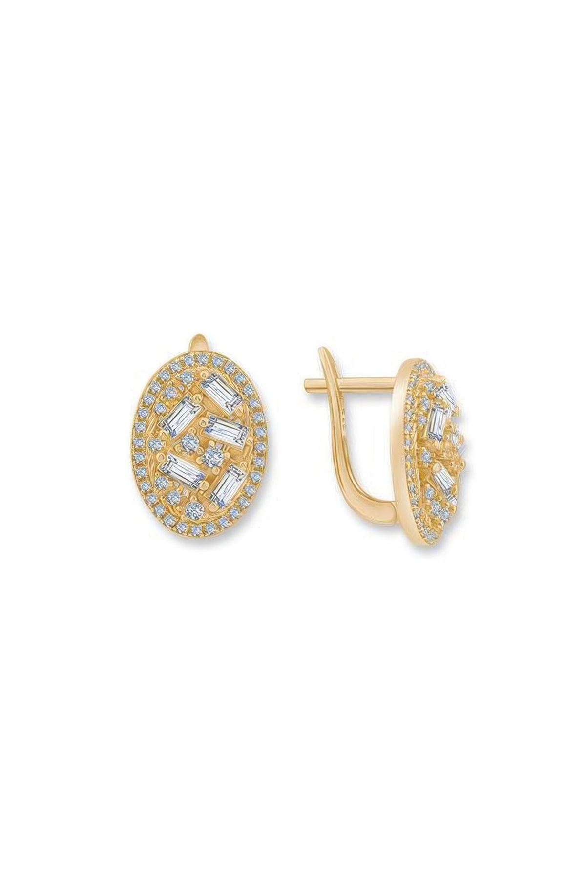 Oval Taşlı Küpe