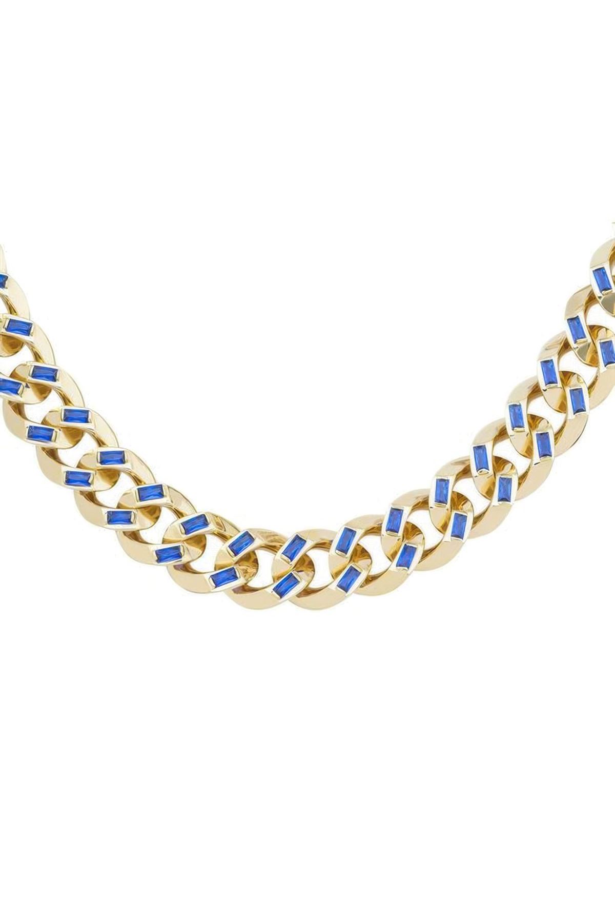 Safir Taşlı Gurmet Zincir 45 Cm