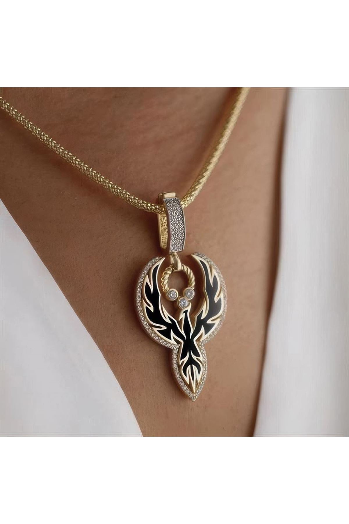 Siyah Mineli Anka Kuşu Charm