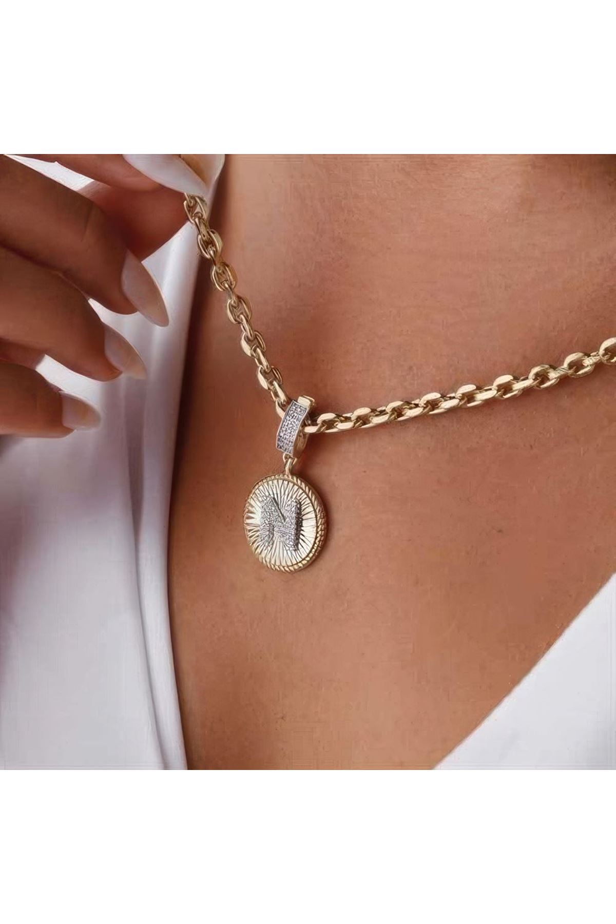 Kalemli Harf Kolye Ucu Charm