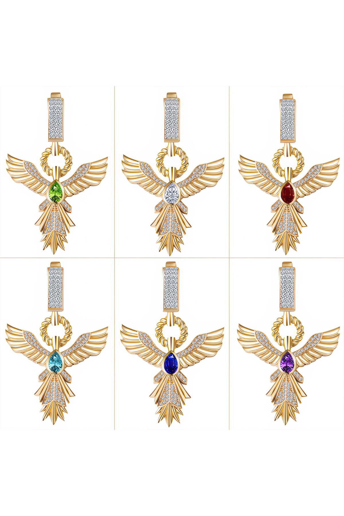 Zümrüt Taşlı Anka Kuşu Charm