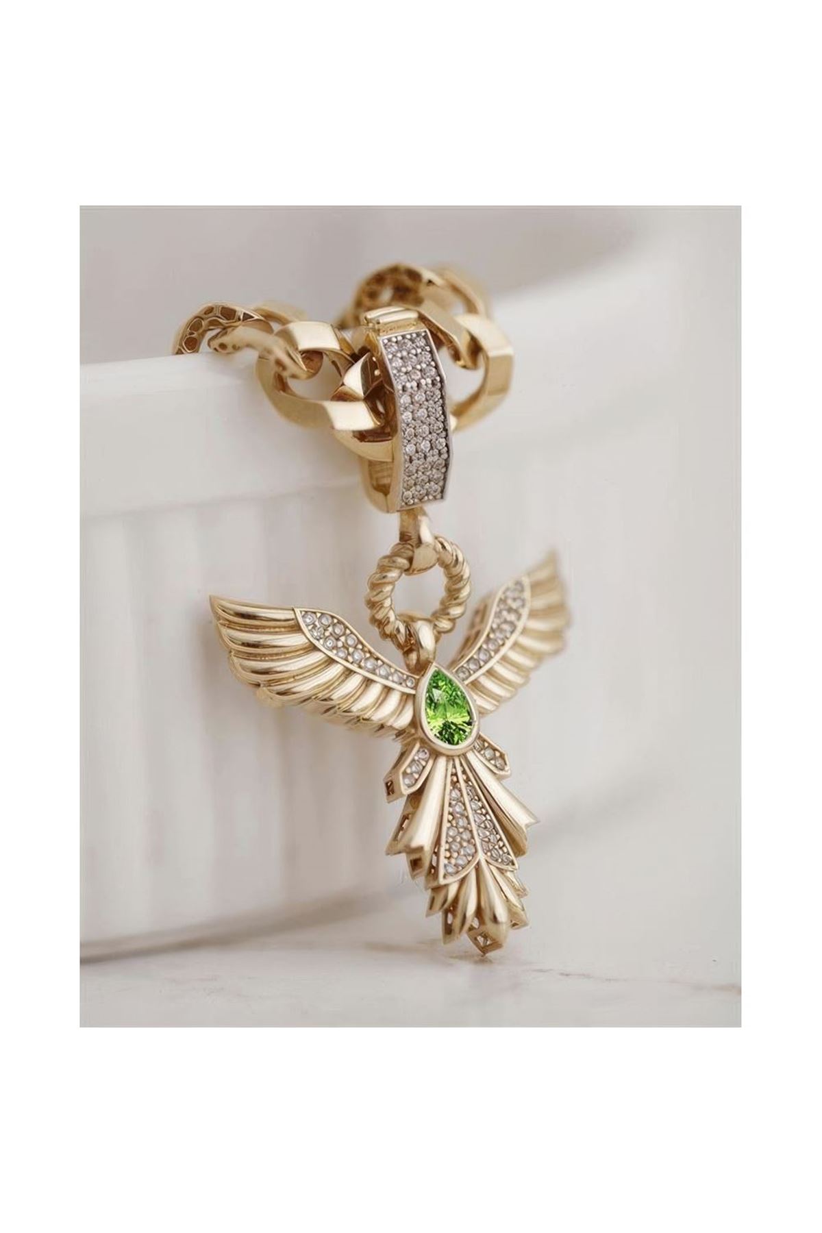 Zümrüt Taşlı Anka Kuşu Charm