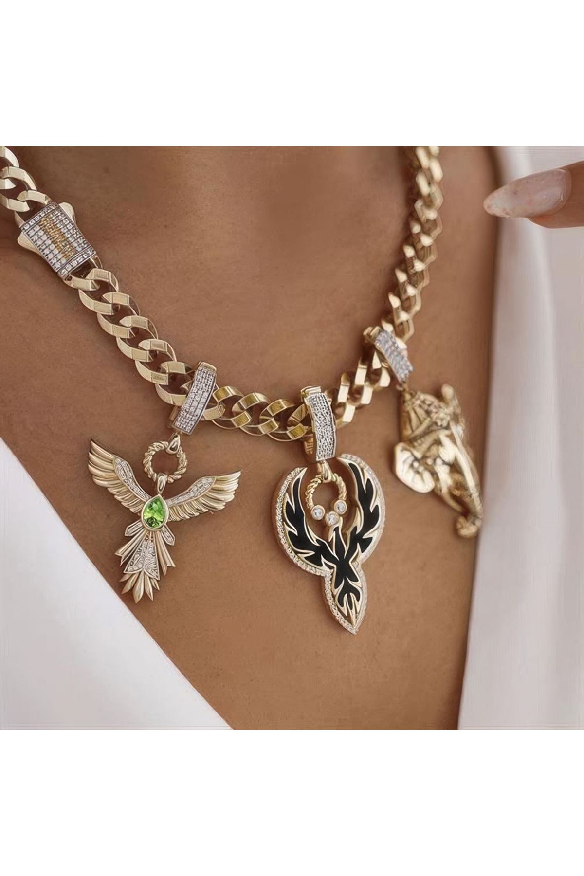 Zümrüt Taşlı Anka Kuşu Charm