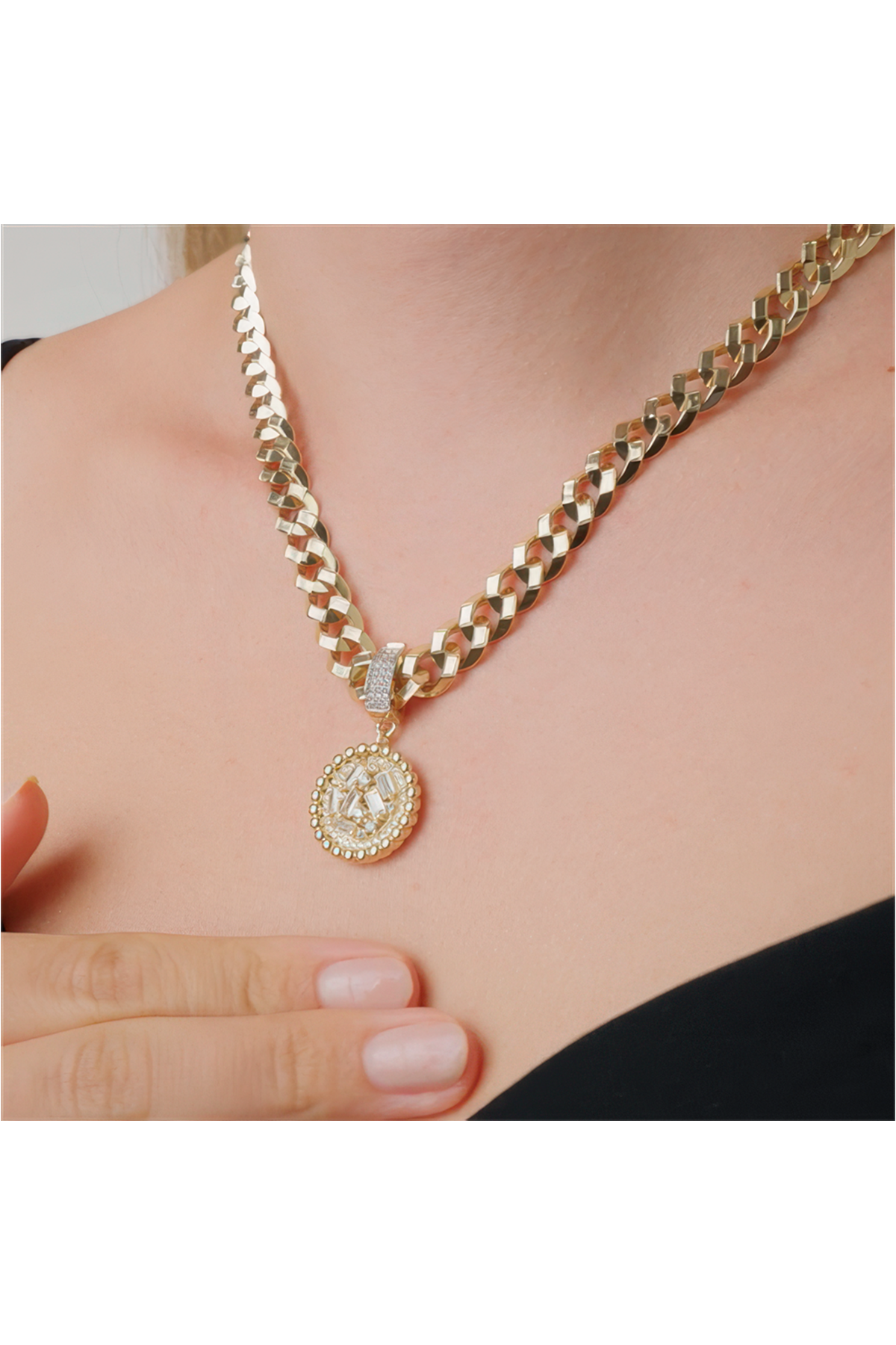 Baget Taşlı Yuvarlak Charm