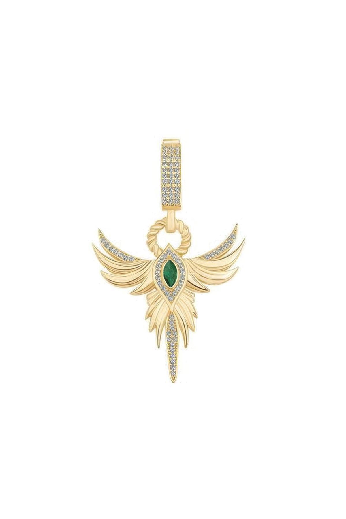 Anka Kuşu Zümrüt Taşlı Charm