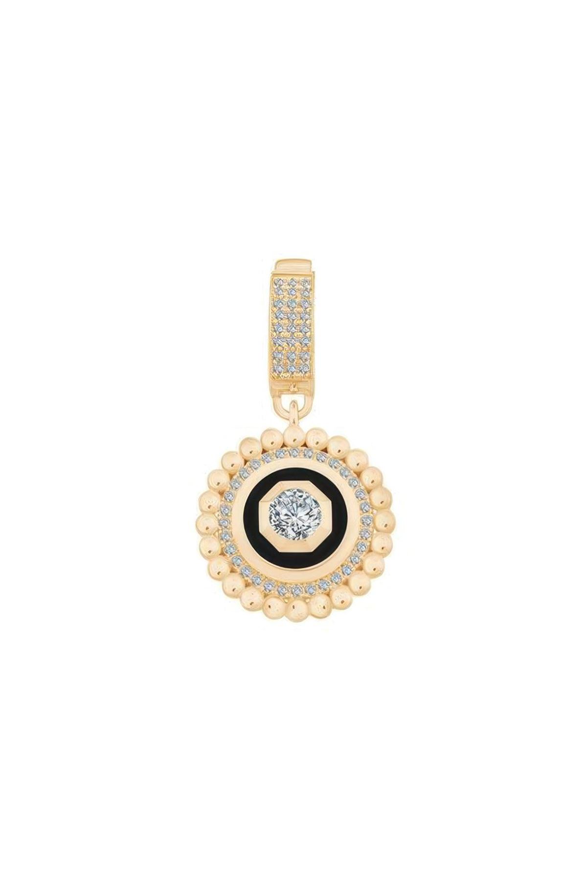 Siyah Mineli Madalyon Charm