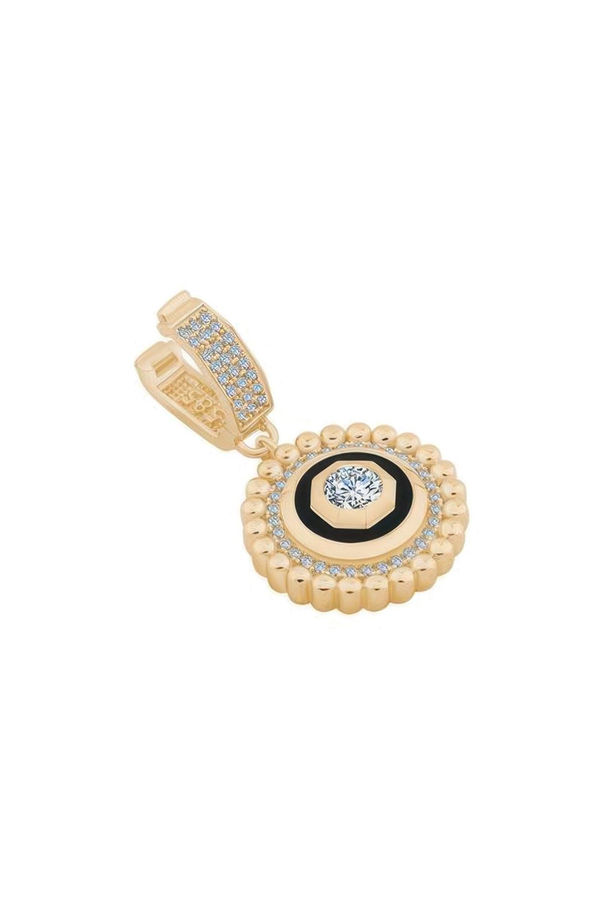 Siyah Mineli Madalyon Charm