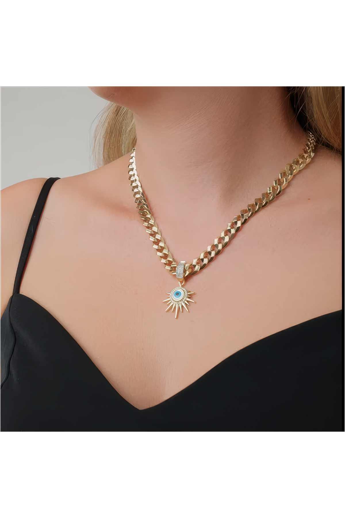 Nazar Boncuklu Taşlı Charm