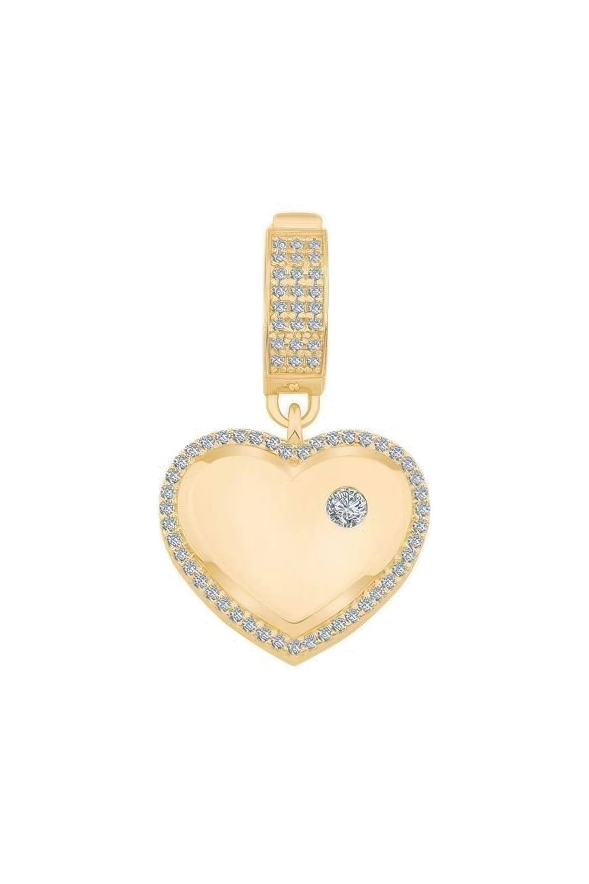 Tek Taşlı Kalp Charm