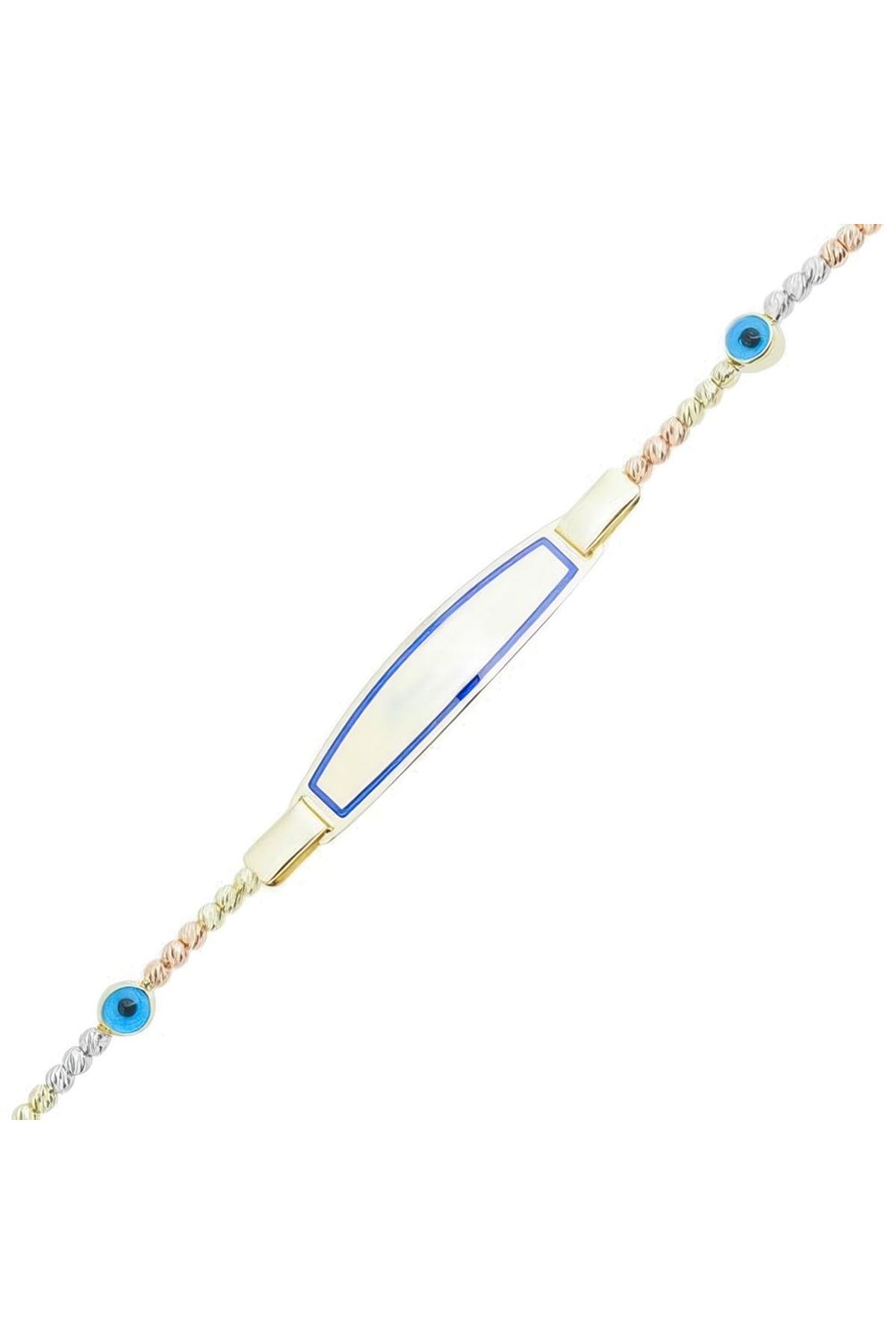 Mavi Mineli Çocuk Künyesi 15Cm Bileklik