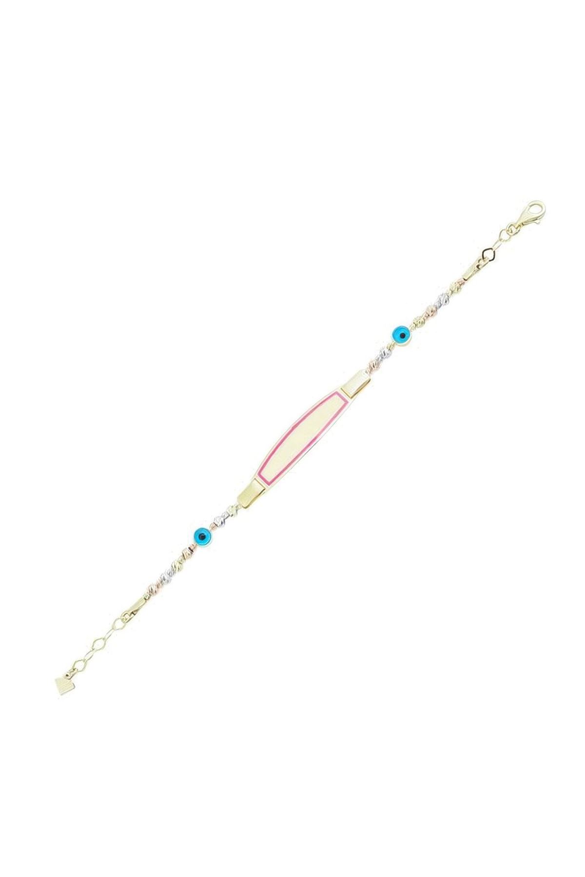 Pembe Mineli Çocuk Künyesi 15Cm Bileklik