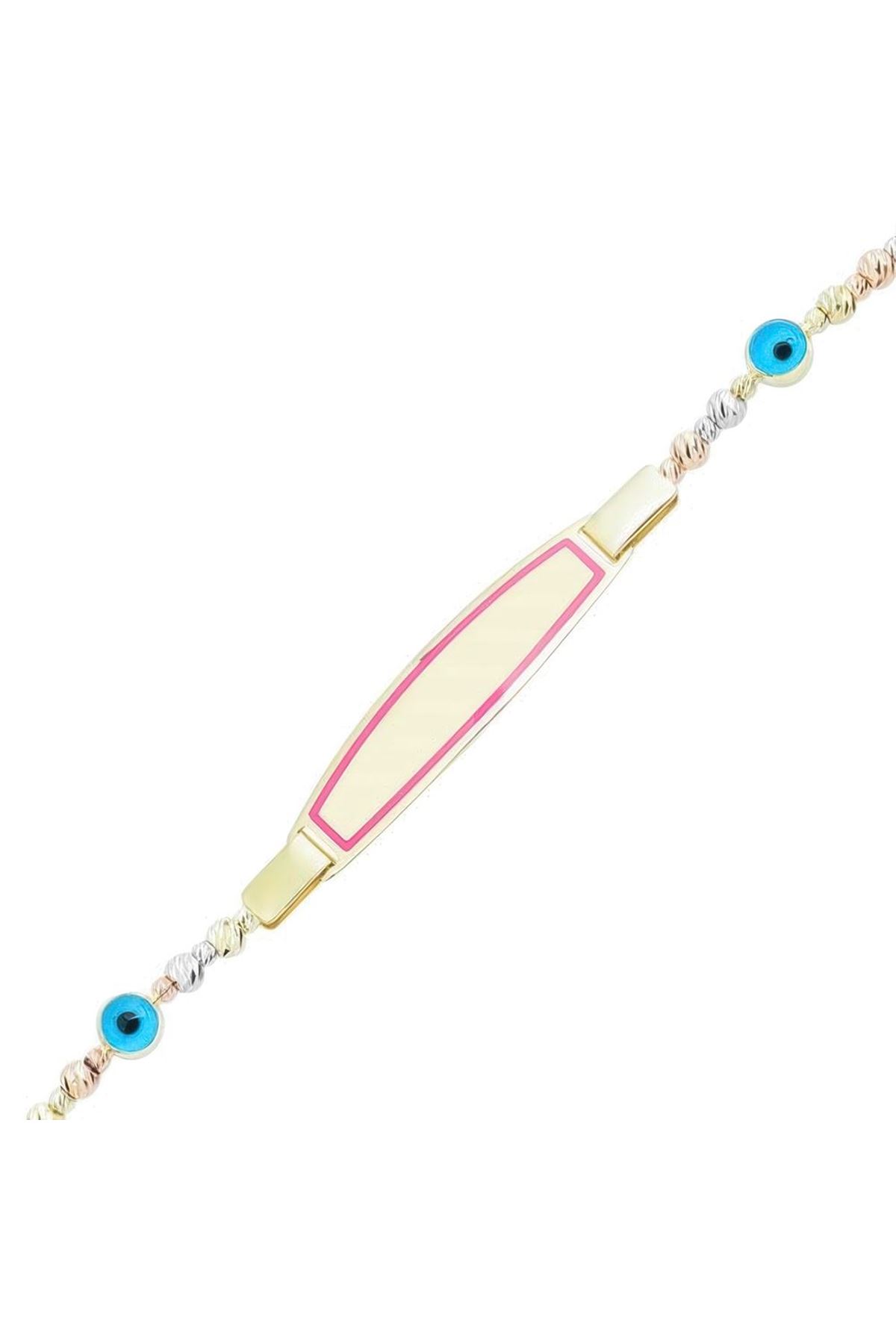 Pembe Mineli Çocuk Künyesi 15Cm Bileklik