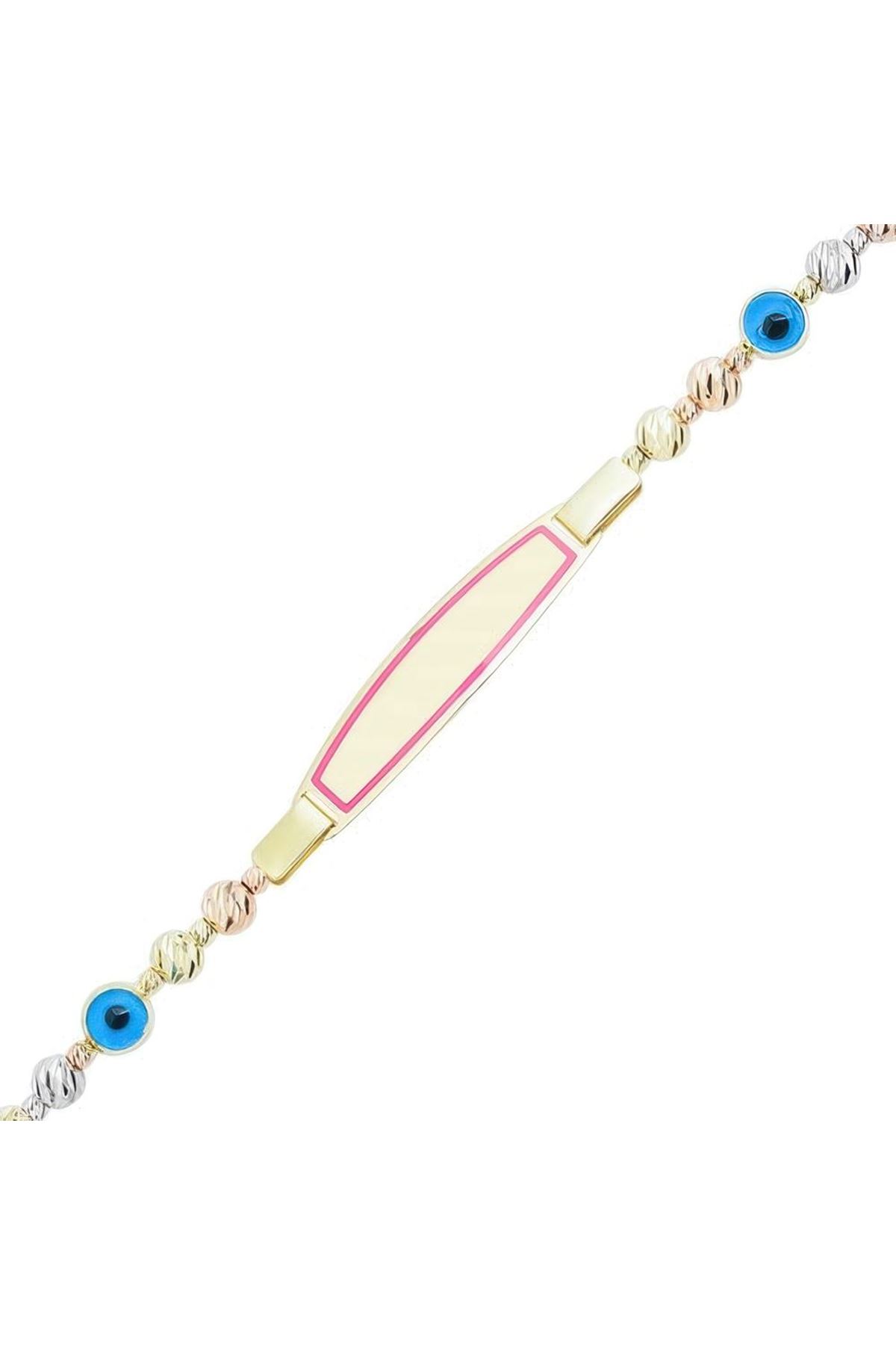 Pembe Mineli Çocuk Künyesi 15Cm Bileklik