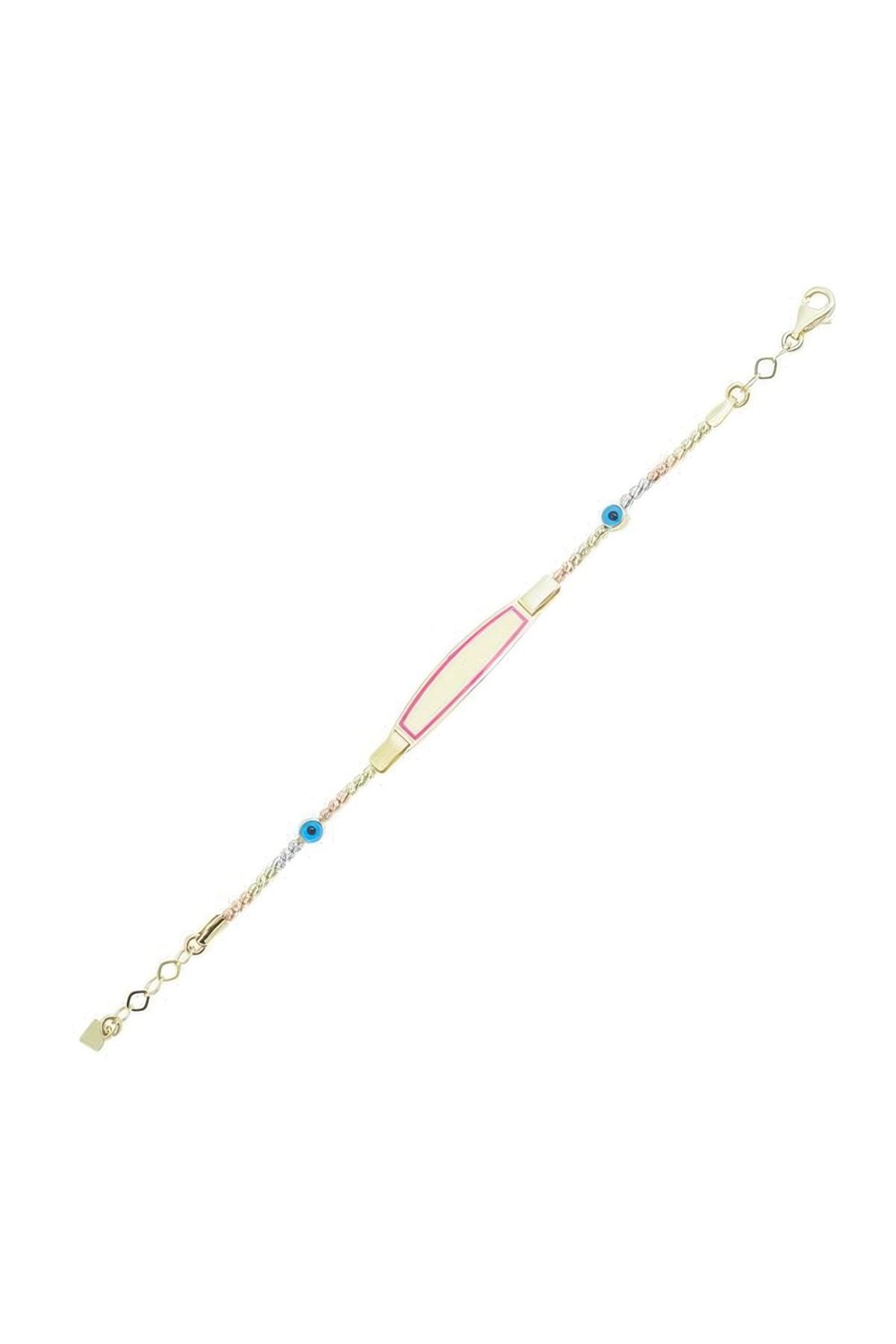 Pembe Mineli Çocuk Künyesi 15Cm Bileklik