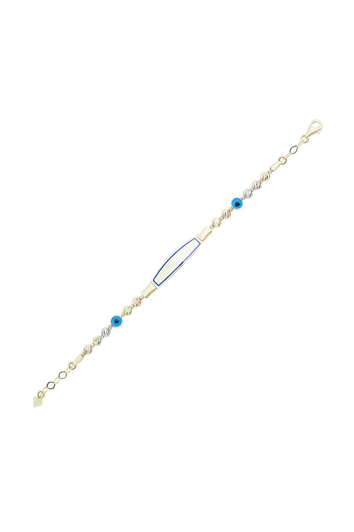 Mavi Mineli Çocuk Künyesi 15Cm Bileklik