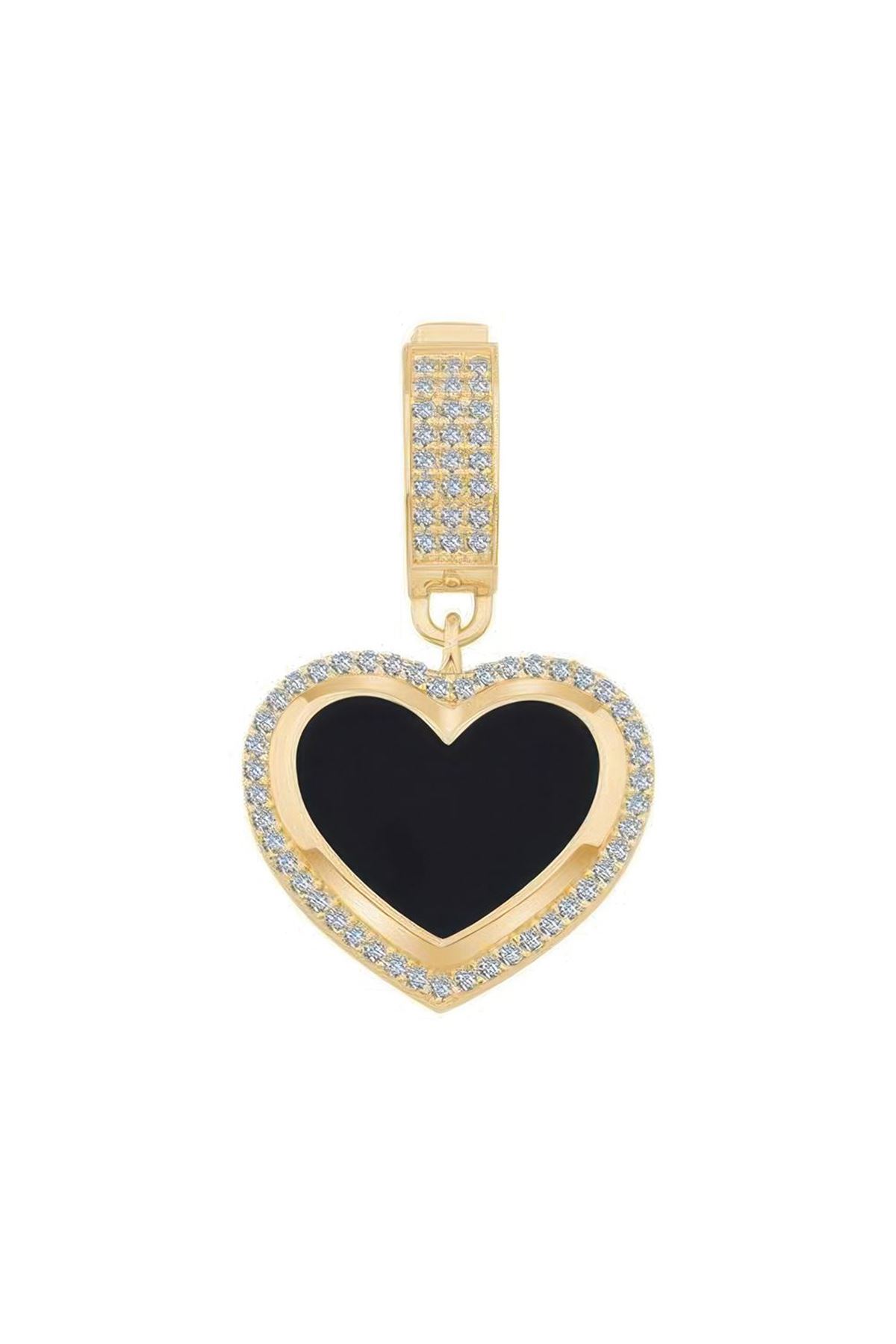 Siyah Mine Kalp Kolye Ucu Charm
