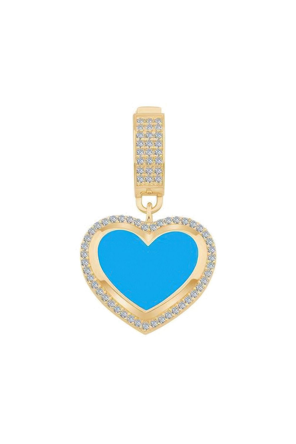 Siyah Mine Kalp Kolye Ucu Charm