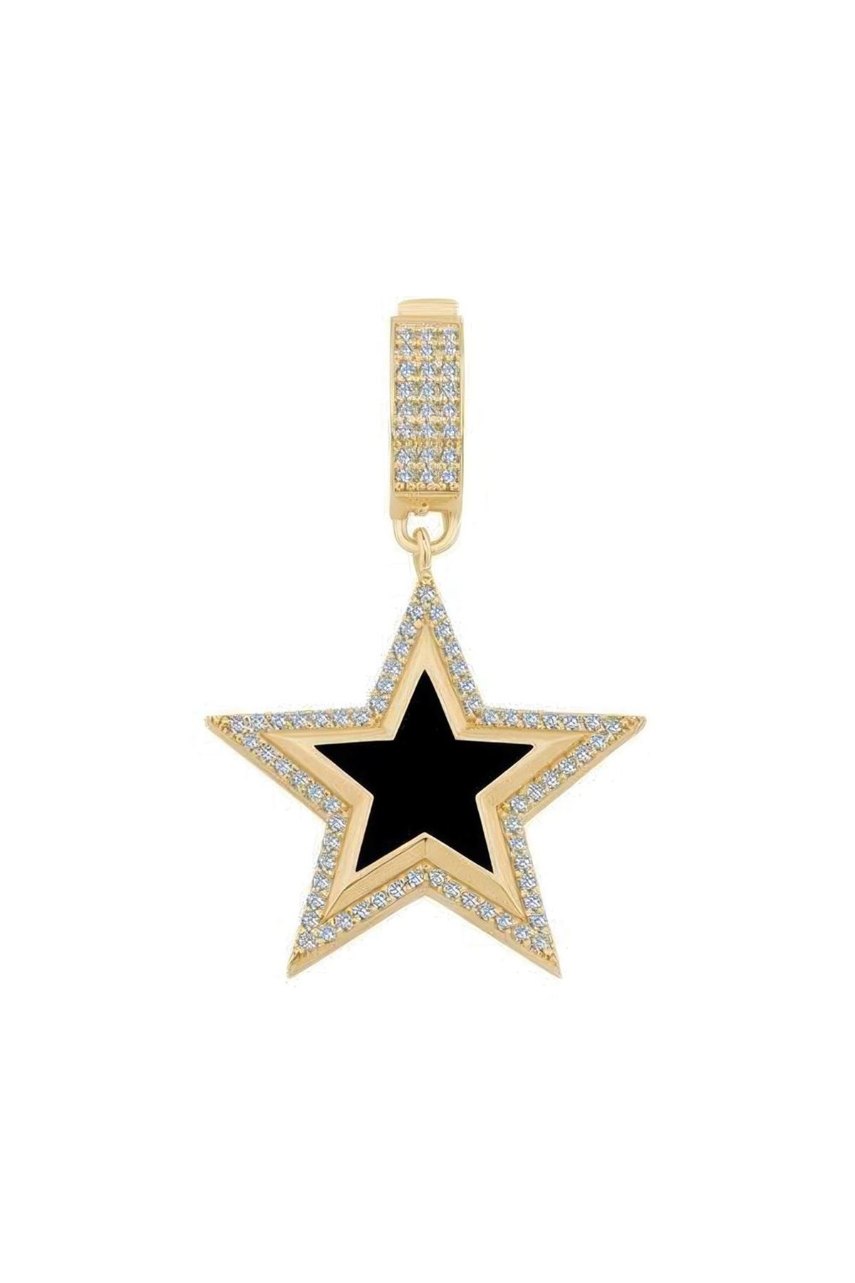Taşlı Siyah Yıldız Kolye Ucu Charm