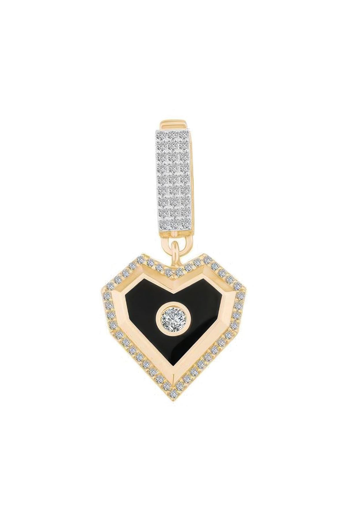 Siyah Mineli Kalp 9Mm Bileklik Charm