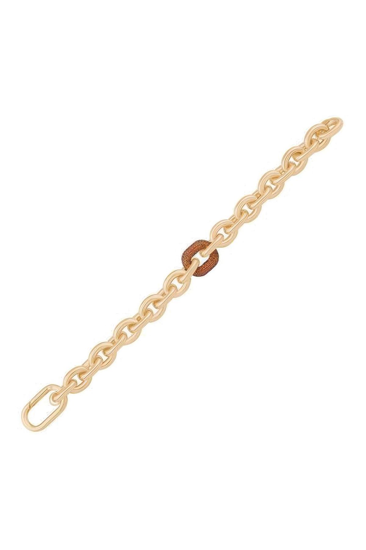 Turuncu Halka Zincir Altın Bileklik 18cm