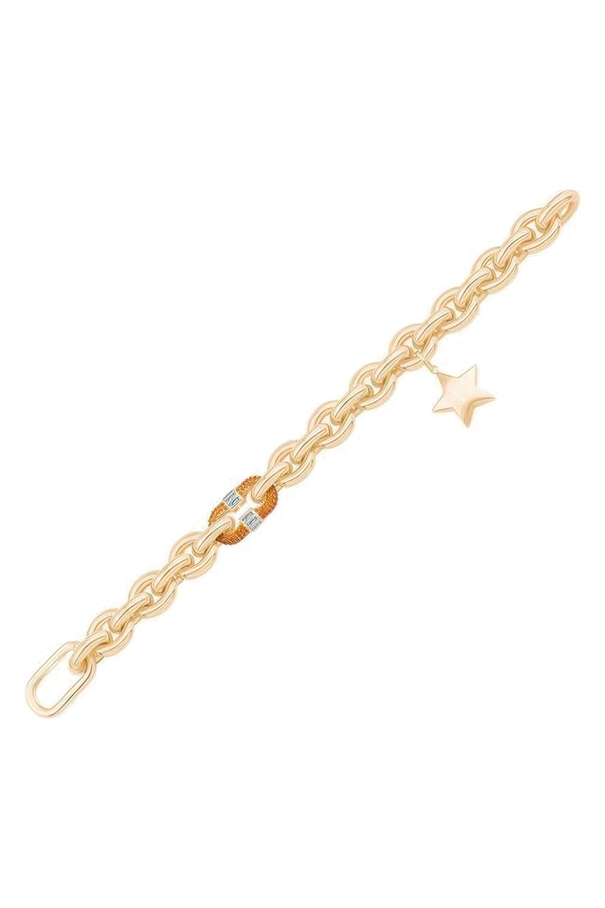 Yıldız Halka Zincir Altın Bileklik 18cm
