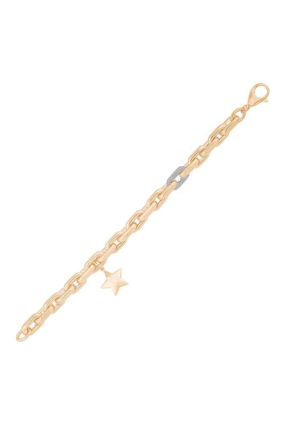 İtalyan Tasarım Yıldız Taşlı Altın Bileklik 18cm