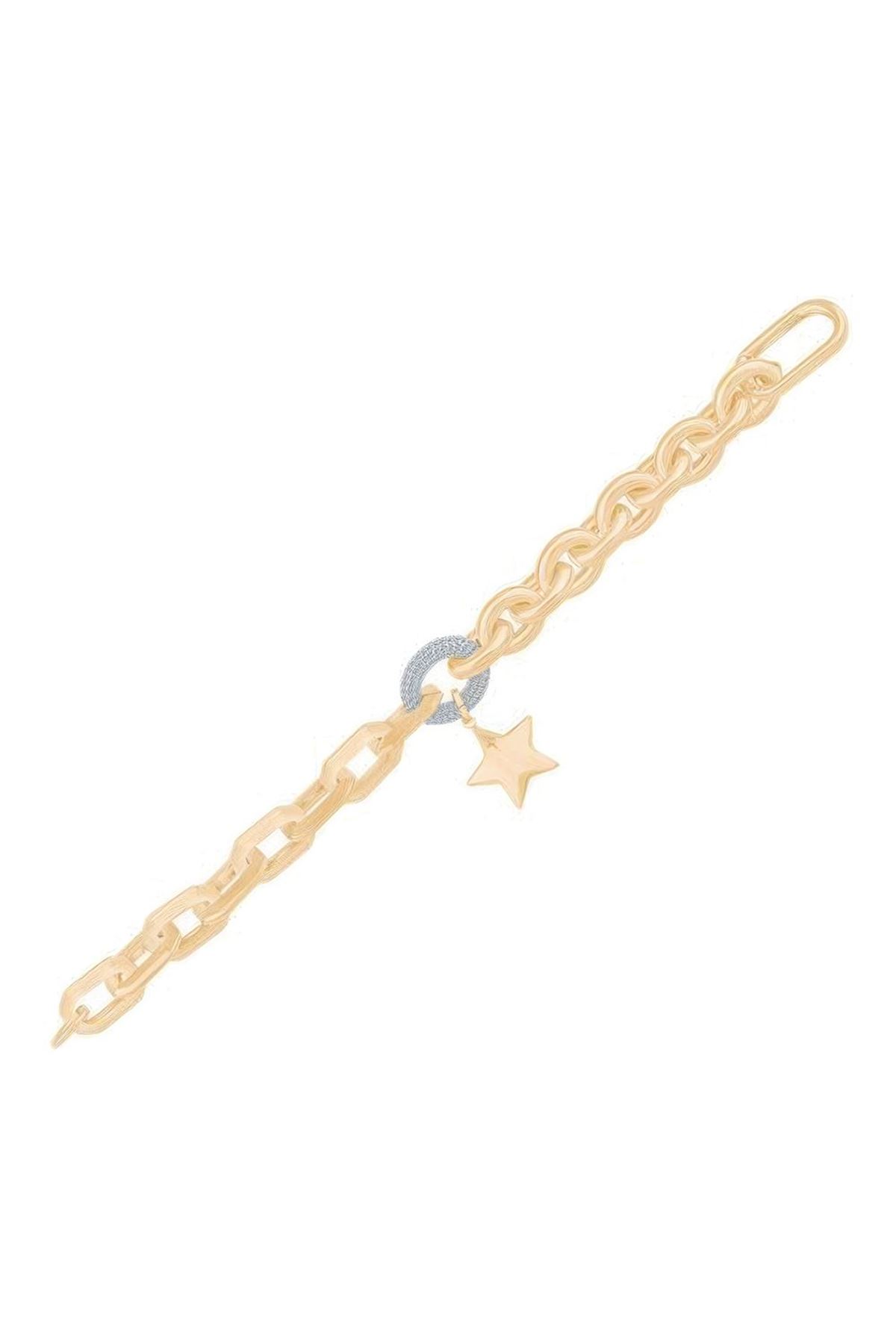 İtalyan Tasarım Yıldız Altın Bileklik 18cm