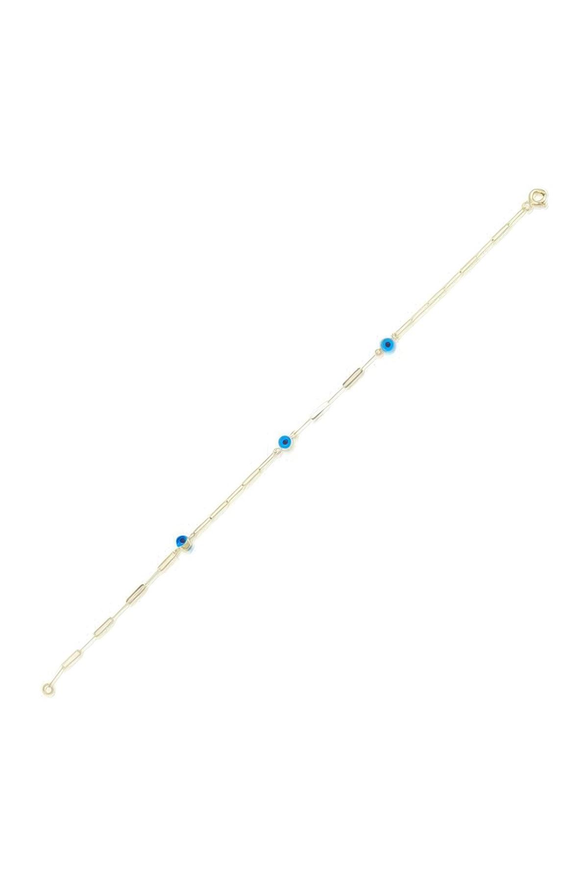 Göz Boncuklu 14 Ayar Altın Bileklik 18CM