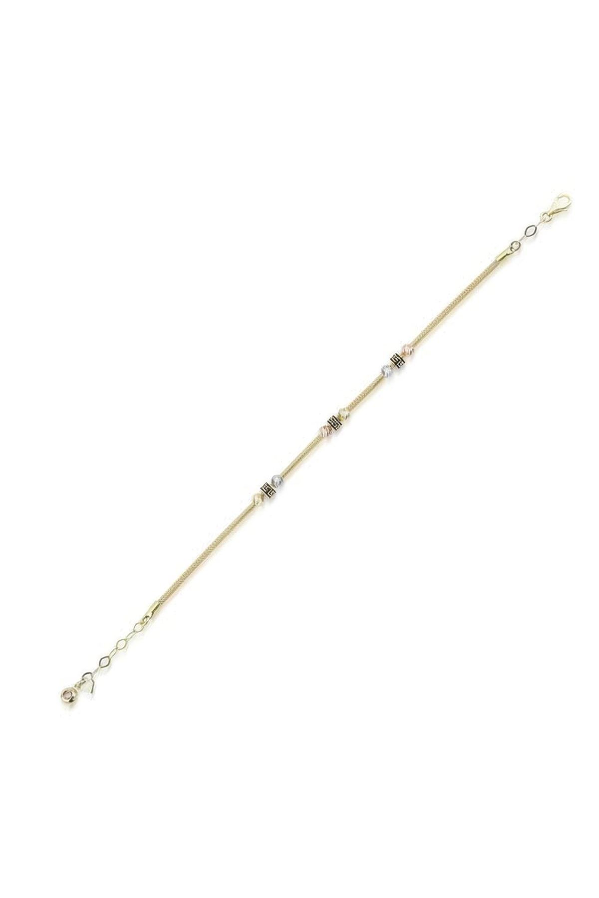 Altın Siyah Mineli Trend Bileklik 18CM