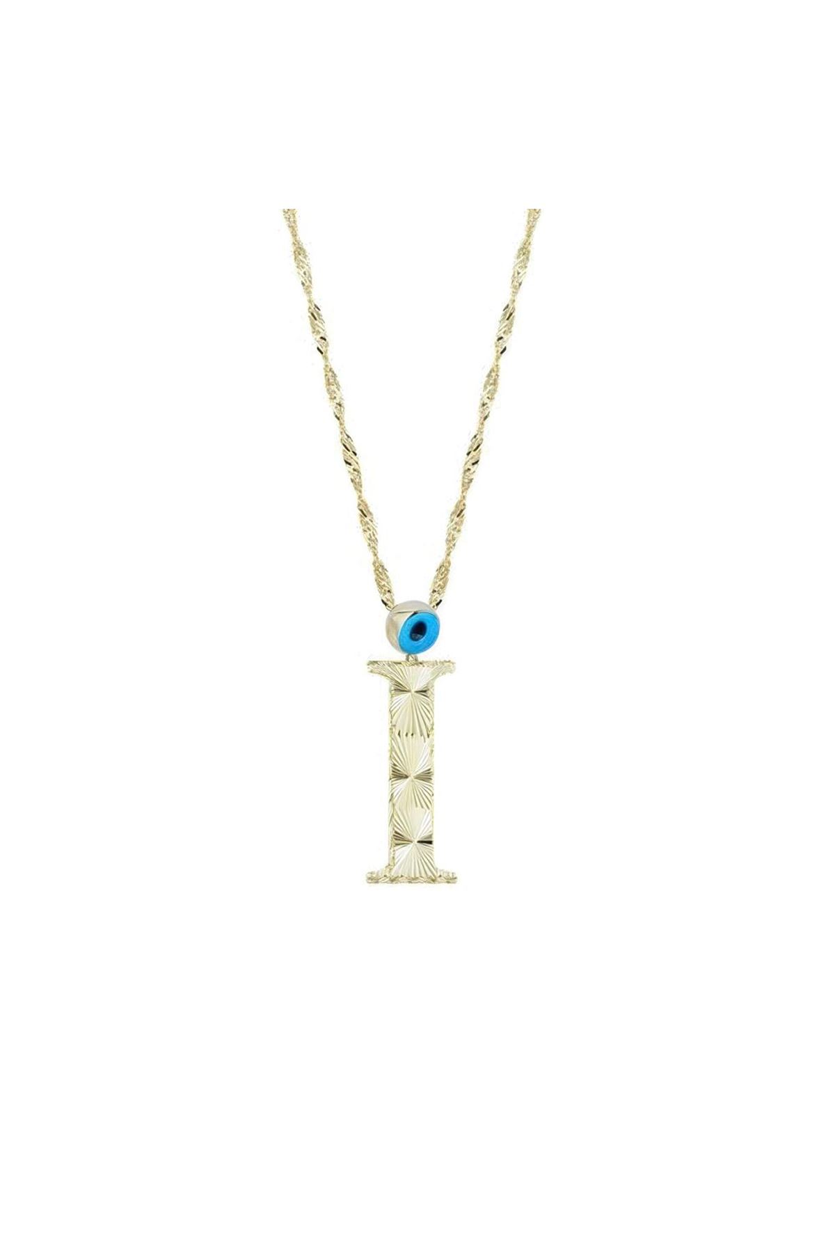 Altın İ Harf Kolye 55Cm Zincir