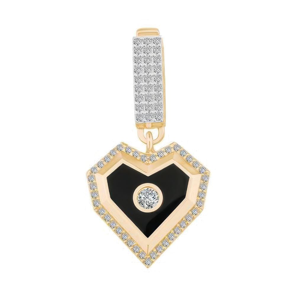 Siyah Mineli Kalp 9Mm Bileklik Charm