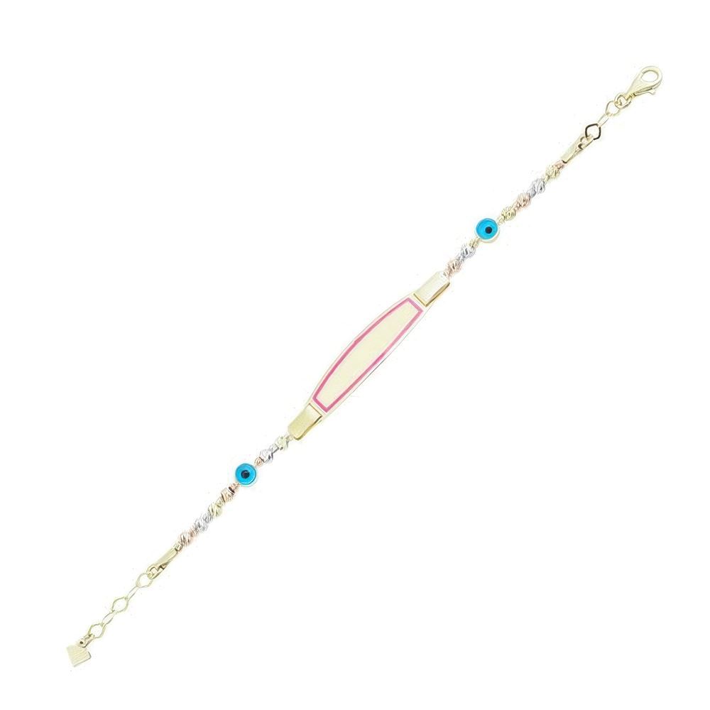 Pembe Mineli Çocuk Künyesi 15Cm Bileklik