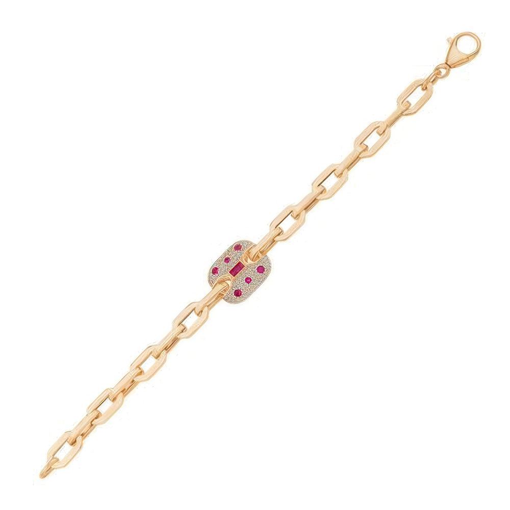 Taşlı Zincir Altın Bileklik 18CM