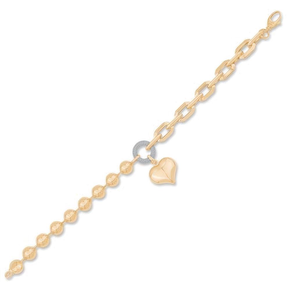 İtalyan Top Zincir Kalp Bileklik 18CM