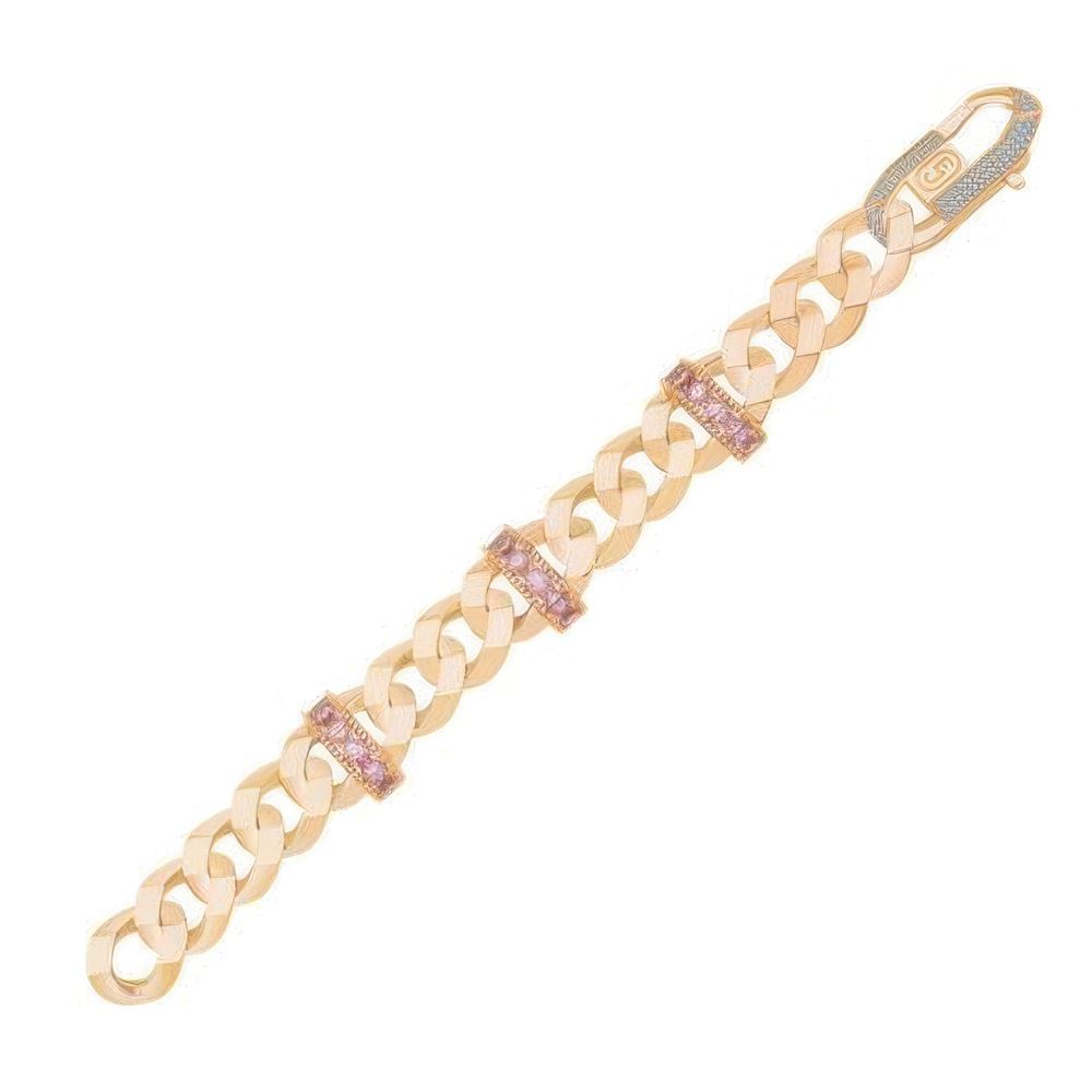Pembe Taşlı Gurmet Altın Bileklik 18Cm-13Mm