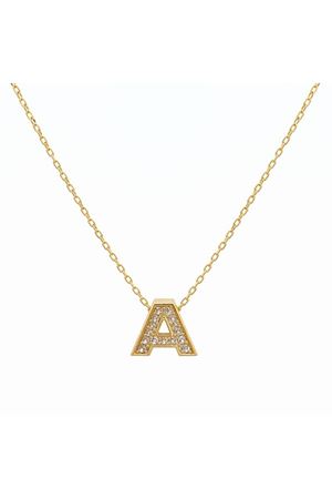 Taşlı Model Altın Harf Kolye – Işıltılı Şık Tasarım (0,90 × 0,90 cm – 0,25 mm)