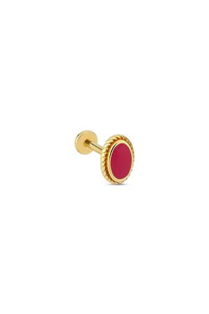 Kırmızı Mineli Oval Piercing