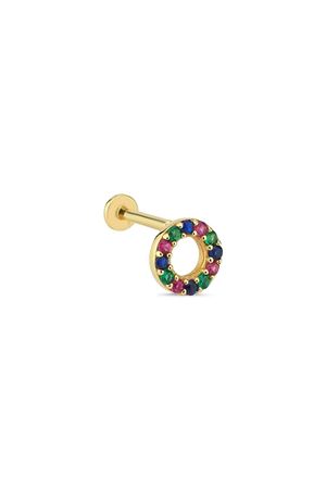 Yuvarlak Gökkuşağı Taşlı Piercing