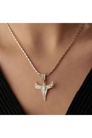 Anka Kuşu Taşlı Charm Kolye Ucu