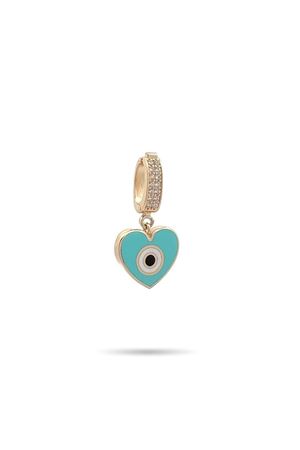 Kalp Göz Turkuaz Mineli Charm