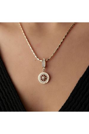 Mini Boy Pusula Taşlı Charm Kolye Ucu