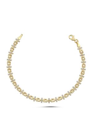 Çizgi Oval Tasarım Taşlı Bileklik (18.5*0.4 Cm)