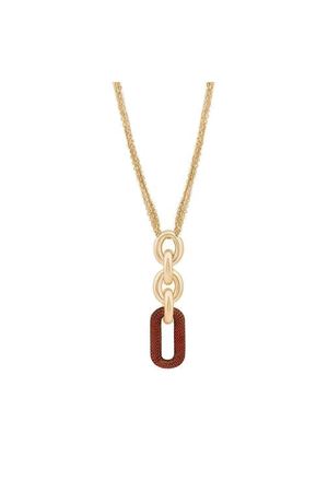 Turuncu Taşlı Oval Kolye 50 Cm Zincir