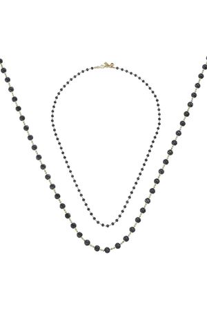 Siyah Top Top Altın Kolye 55 Cm Zincir