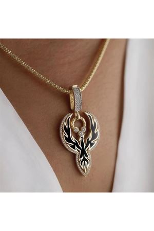 Siyah Mineli Anka Kuşu Charm