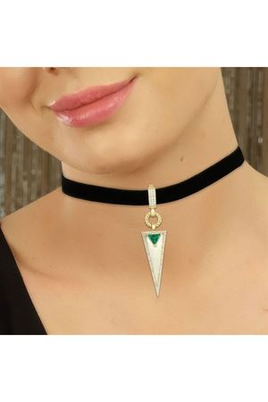 Zümrüt Taşlı Kalemli Kolye Ucu Charm